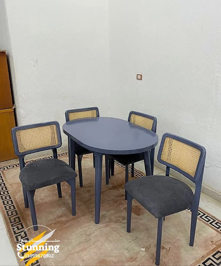 Modern Dining Table Set with 4 Chairs – Elegant Space-Saving Design (120×80 cm In gray — 01