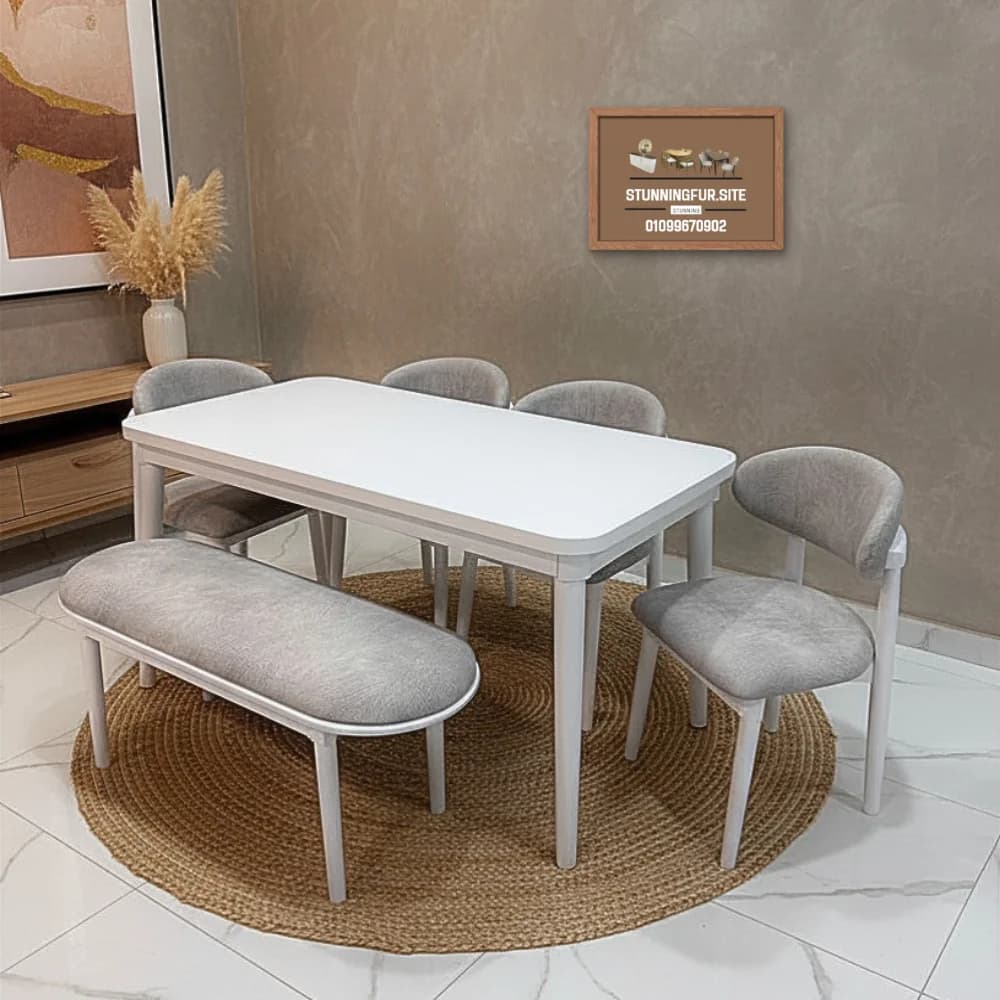 سفرة مودرن أنيقة مع 4 كراسي وبانكيت– تصميم عملي وعصري — 01