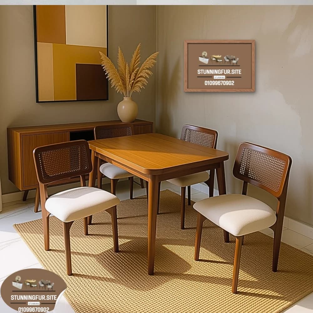 Modern dining set with 4 chairs – elegant design for small spaces (120x80 cm) White with dark brown — 01